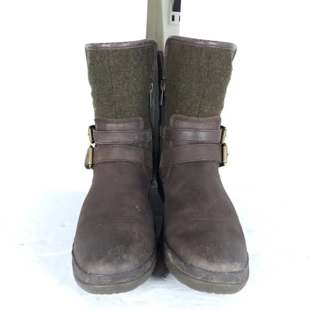 UGG Women's Simmens US 7 Brown Leather Lined LaceUp Waterproof Winter Boots